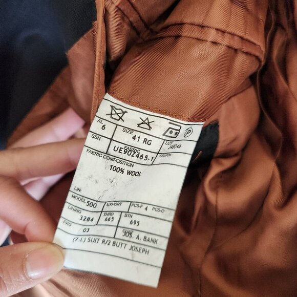 Jos A Bank Mens Blazer Sz 41R Black 100% Wool 2 Button Suit Jacket Sport Coat - Picture 8 of 13